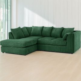 Desmond Jumbo Cord Corner Sofa - Green