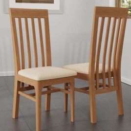 KAVAR Fabric Seat Slat Dining Chair Set of 2 - Oak