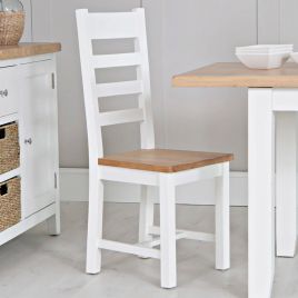 FANSER Wooden Seat Ladder Dining Chair Set of 2 - White