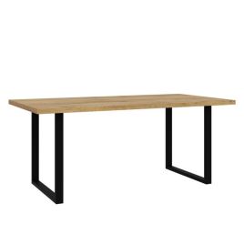 Cherwell Matt Black Metal Frame Dining Table - Oak