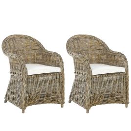 Set of 2 Rattan Garden Chairs Natural SUSUA