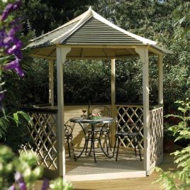 Durable and Stylish Garden Six Sided Wooden Gazebo with Customizable Panels