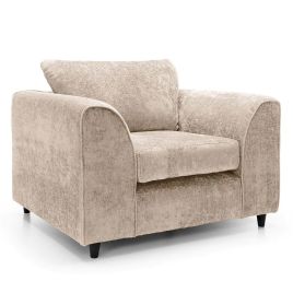 Armchair - HENRY Crushed Chenille Fabric Sofa Armchair - Cream