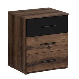 Baldo-V Bedside Cabinet with 3 Drawers - Oak