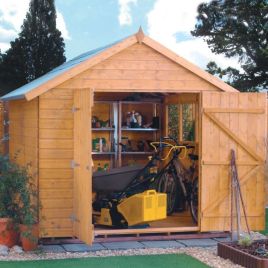 Premier Range 10x8 Traditional Garden Shed in Dipped Honey Brown