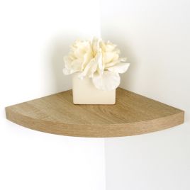 ELVORA Corner Box Shelf Wood Corner Floating Shelf Hidden Bracket Storage - Oak Effect
