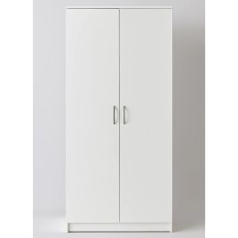 Wardrobe - SLEEK 2 Door Wardrobe White 80cm
