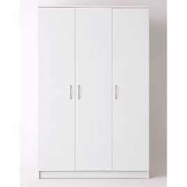 Wardrobe - SLEEK 3 Door Wardrobe White 120cm
