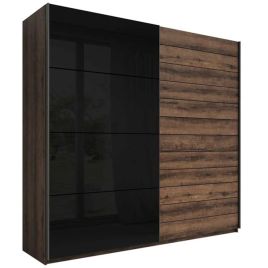 Sliding Wardrobe - GALVIN 2 Door Wardrobe Oak and Black - 200cm