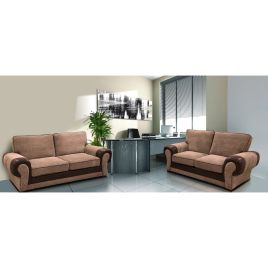 Lorraine Jumbo Cord 3 Seater and 2 Seater Sofa Set - Brown and Beige