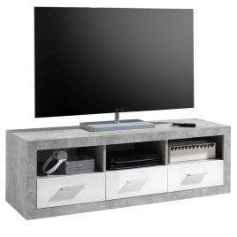 Callam High Gloss 3 Drawer Large Tv Unit - Grey with White