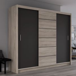 Maidstone Sliding Door 250cm Wardrobe - Grey and Brown