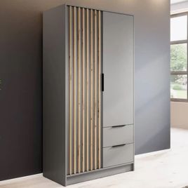 Wardrobe - ORION 2 Door Wardrobe Grey 105cm