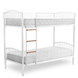 Burbank Space-Saving Splittable into 2 Metal Frames Bunk Bed in White Style and Flexibility