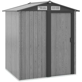 SUNVISTA 4.3 x 5ft Outdoor Garden Storage Shed Grey Wood Effect