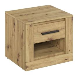 Bedside Table - BRAVO 1 Drawer Nightstand Oak Artisan 50cm