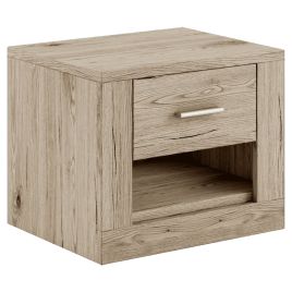 Bedside Table - BRAVO-07 1 Drawer Nightstand Oak San Remo 50cm