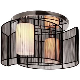 Metal Ceiling Light Chandelier, 40x25H cm, Chrome/Fabric-Black