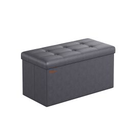 Ottoman Foot Rest - VELSO Foldable Ottoman Foot Rest with Storage - Dark Grey