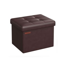 Ottoman Foot Rest - VELSO Foldable Small Chestnut Brown