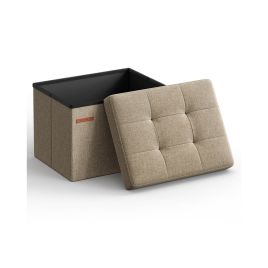 Ottoman Foot Rest - VELSO Foldable Small Storage Ottoman - Camel Brown