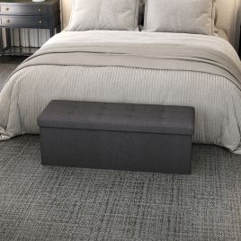 Storage Ottoman Bench - VIVRAH End of Bed Storage Bench with Spacious Interior - Black