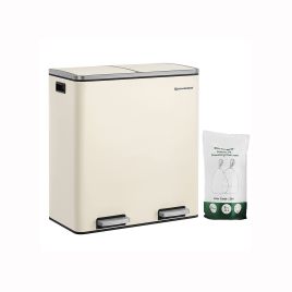 Cream Colour Step-Open Waste Bins with 2 Inner Buckets