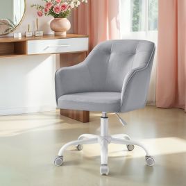 Office Chair - ORANIA Accent Study Velvet Fabric Chair - Grey