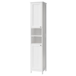 BRIARWOODEN Tall Freestanding Slim Bathroom Cabinet with Adjustable Shelves - White