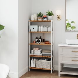 Bamboo Shelf - MARDA 5 Tier Multifunctional Storage Unit - White