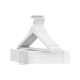 Wooden Hangers - MODDA Non-Slip Pants Bar Hangers with Spin Swivel Hook - White