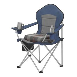 DENWELL Folding Camping Chair with High Back and Wide Seat - Blue