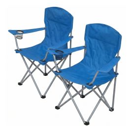 APEXCREST Set of 2 Heavy-Duty Folding Camping Chairs with Cup Holder - Blue