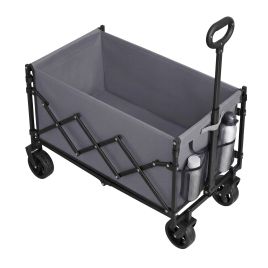 ELDCROFT Foldable Camping Trolley Wagon with Adjustable Handle - Grey