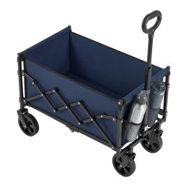 ELDCROSS Foldable Camping Trolley Wagon with Adjustable Handle - Blue