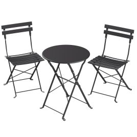 DALDALE 3-Piece Folding Patio Bistro Furniture Set - Black
