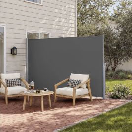 Side Awning - FIORIA Retractable Aluminium Box Privacy Sun Shade - Grey