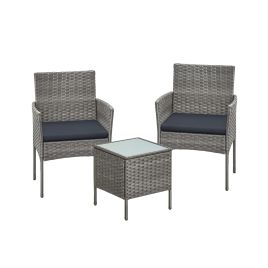 BRAMCROFT 3-Piece Garden Furniture Set with Table and 2 Chairs - Grey