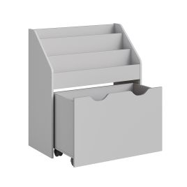 Kids Bookshelf - MODVA Multipurpose Toy Organiser with Shelves - Dove Grey