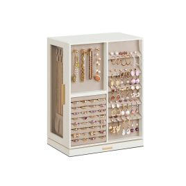 Jewellery Box - SOLNZA Spin Rotating Organizer with 7 Drawer - White