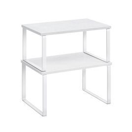 Cupboard Shelf Organizer - LUSLIA Set of 2 Snow White