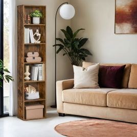 Bookshelf - VERRA 6 Shelves Bookcase Camel Brown