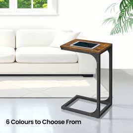 Sofa Table - VERRA C-Shaped Metal Frame End Table - Brown