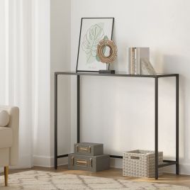 Console Table - VERRA Large Tempered Glass Tabletop - Black