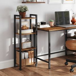 Bookshelf - VERRA 4 Tier Tall Narrow Bookcase Skinny Shelf - Black