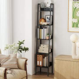 Bookshelf - VERRA 5 Tier Narrow Shelf 11.8 x 13.3 x 66.9 Inches - Black