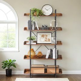Bookcase - VERRA 5 Tier Shelving Unit Spacious Storage Shelve - Black