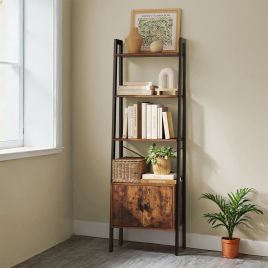 Shelf Ladder - VERRA Bookcase with Storage Cupboard - Black