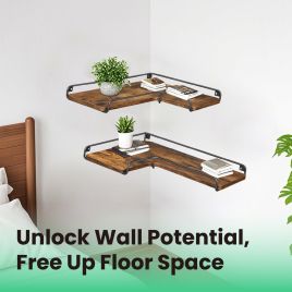 Floating Shelves - VERRA L-Shaped Corner Shelves Rustic Brown