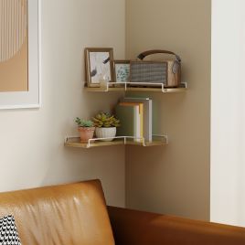 Floating Shelves - VERRA L-Shaped Corner Shelves Set of 2 - Yellow